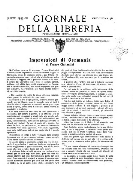 Giornale della libreria organo ufficiale della Associazione italiana editori