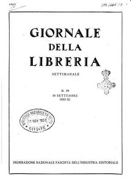 Giornale della libreria organo ufficiale della Associazione italiana editori