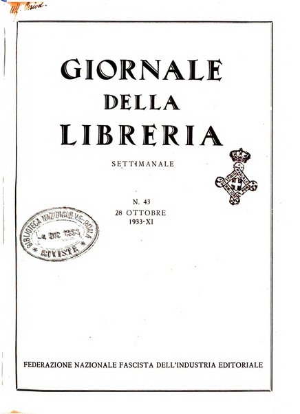 Giornale della libreria organo ufficiale della Associazione italiana editori