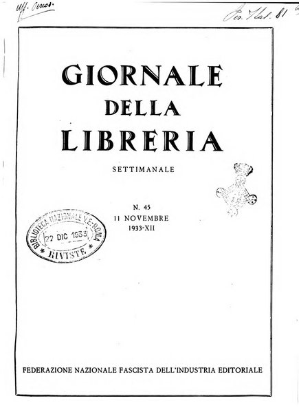 Giornale della libreria organo ufficiale della Associazione italiana editori