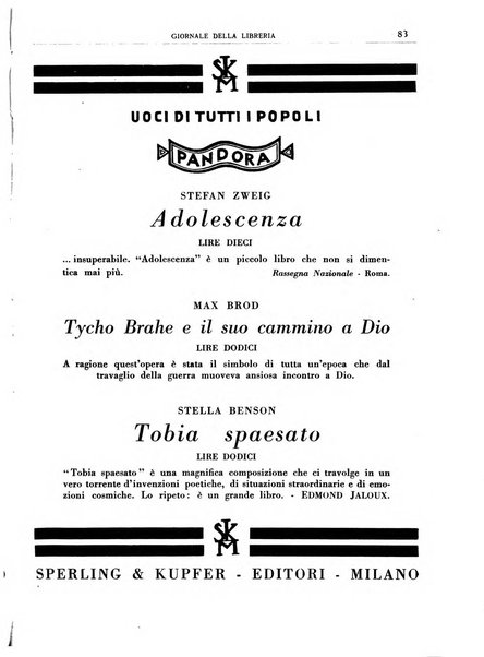 Giornale della libreria organo ufficiale della Associazione italiana editori