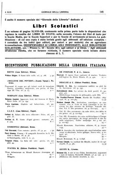 Giornale della libreria organo ufficiale della Associazione italiana editori