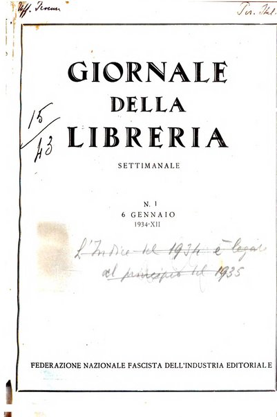 Giornale della libreria organo ufficiale della Associazione italiana editori