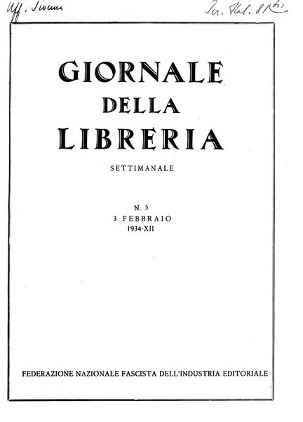 Giornale della libreria organo ufficiale della Associazione italiana editori