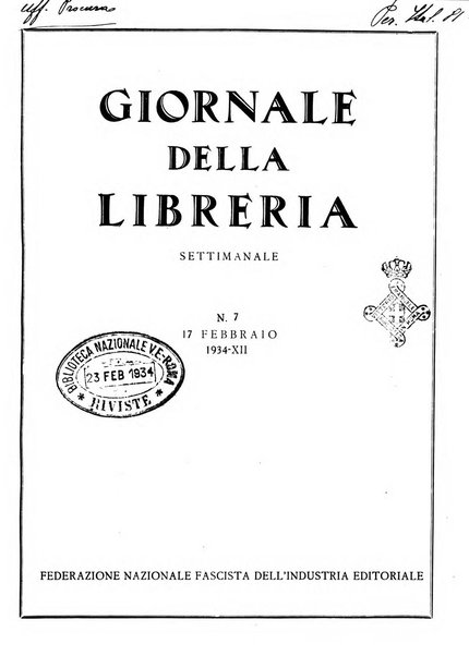 Giornale della libreria organo ufficiale della Associazione italiana editori