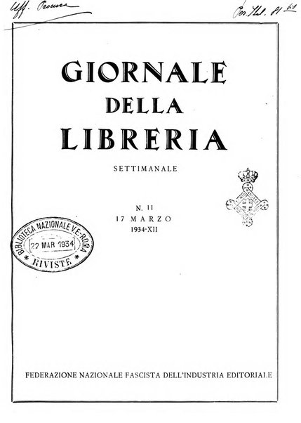 Giornale della libreria organo ufficiale della Associazione italiana editori