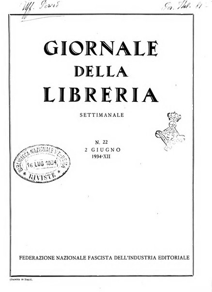 Giornale della libreria organo ufficiale della Associazione italiana editori