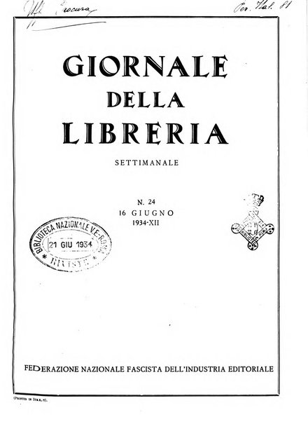 Giornale della libreria organo ufficiale della Associazione italiana editori