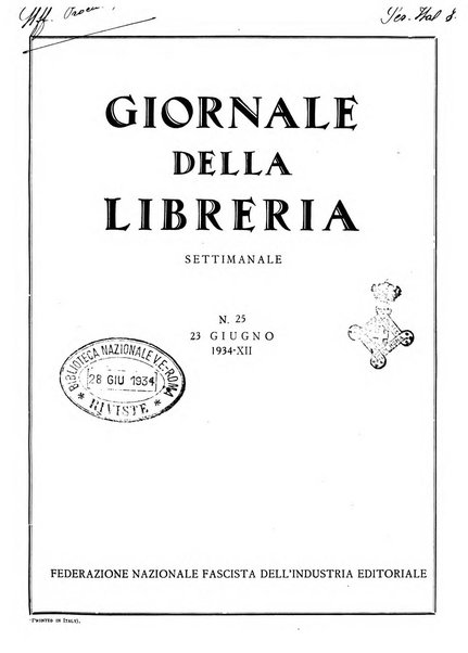 Giornale della libreria organo ufficiale della Associazione italiana editori