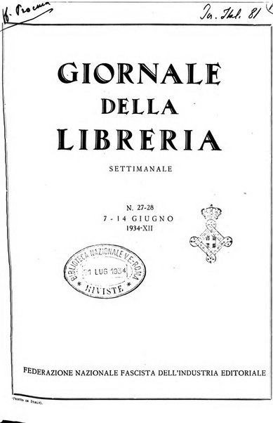 Giornale della libreria organo ufficiale della Associazione italiana editori