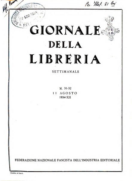 Giornale della libreria organo ufficiale della Associazione italiana editori