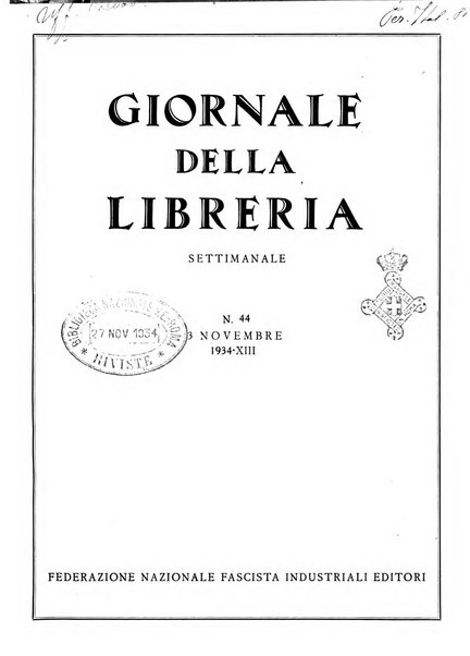 Giornale della libreria organo ufficiale della Associazione italiana editori