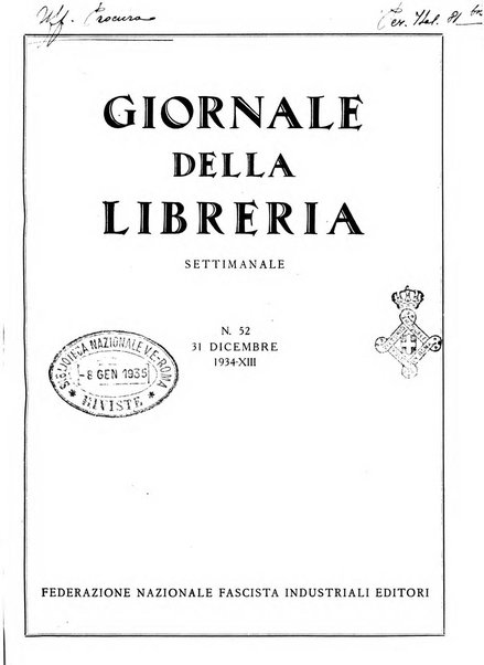 Giornale della libreria organo ufficiale della Associazione italiana editori