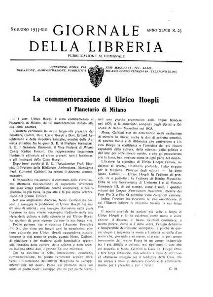 Giornale della libreria organo ufficiale della Associazione italiana editori