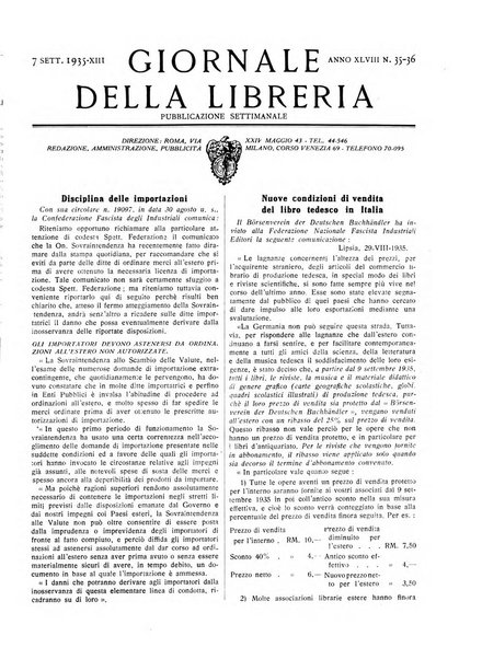 Giornale della libreria organo ufficiale della Associazione italiana editori