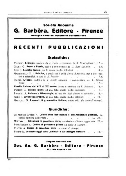 Giornale della libreria organo ufficiale della Associazione italiana editori