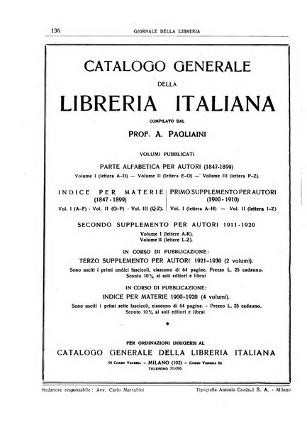 Giornale della libreria organo ufficiale della Associazione italiana editori