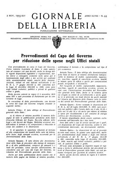 Giornale della libreria organo ufficiale della Associazione italiana editori