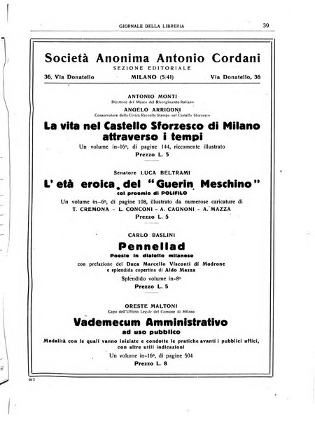 Giornale della libreria organo ufficiale della Associazione italiana editori