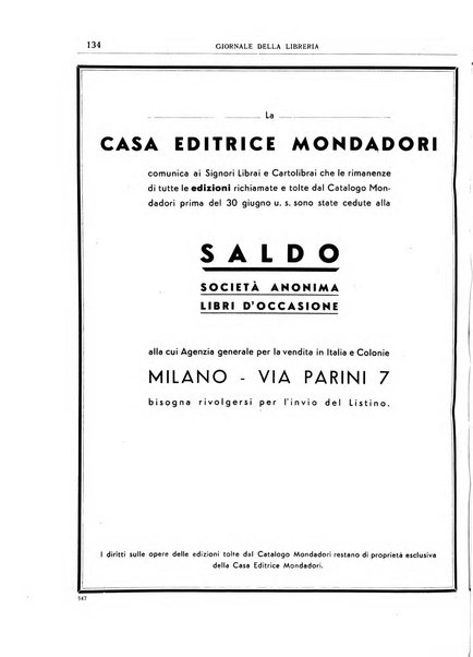 Giornale della libreria organo ufficiale della Associazione italiana editori