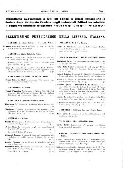 Giornale della libreria organo ufficiale della Associazione italiana editori