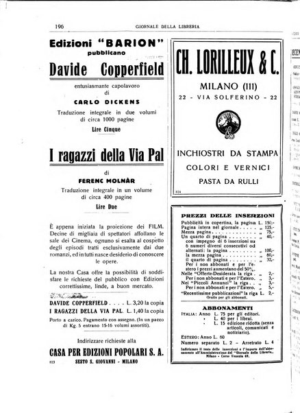 Giornale della libreria organo ufficiale della Associazione italiana editori