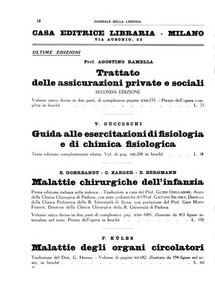 Giornale della libreria organo ufficiale della Associazione italiana editori