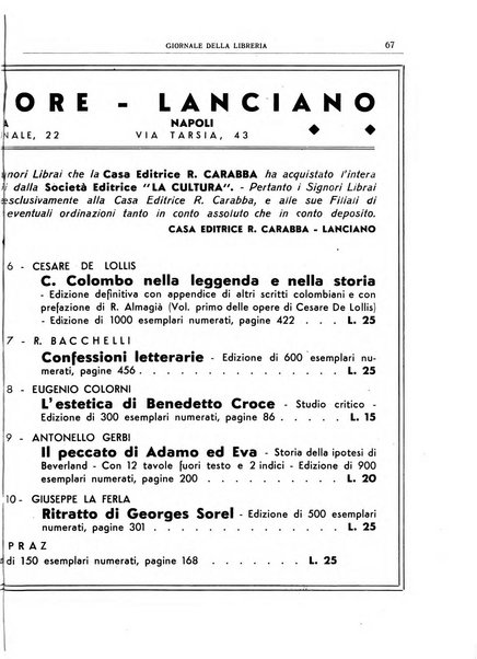 Giornale della libreria organo ufficiale della Associazione italiana editori