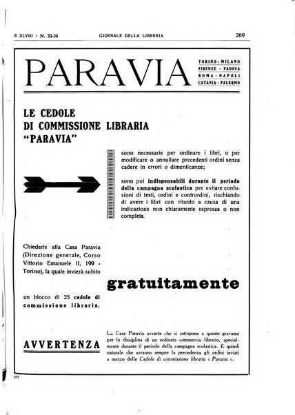 Giornale della libreria organo ufficiale della Associazione italiana editori