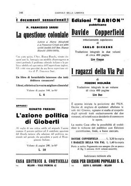 Giornale della libreria organo ufficiale della Associazione italiana editori