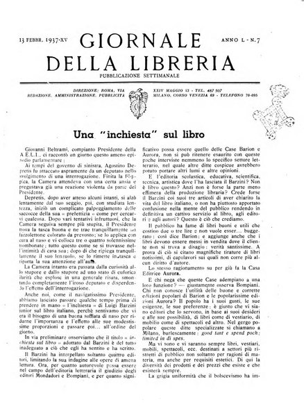 Giornale della libreria organo ufficiale della Associazione italiana editori