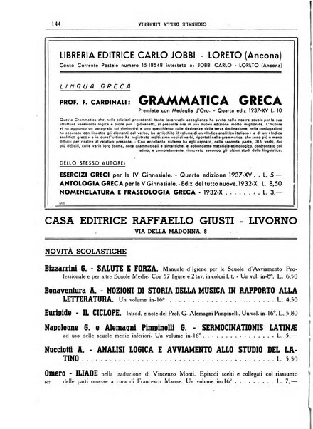 Giornale della libreria organo ufficiale della Associazione italiana editori