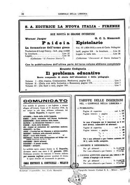 Giornale della libreria organo ufficiale della Associazione italiana editori