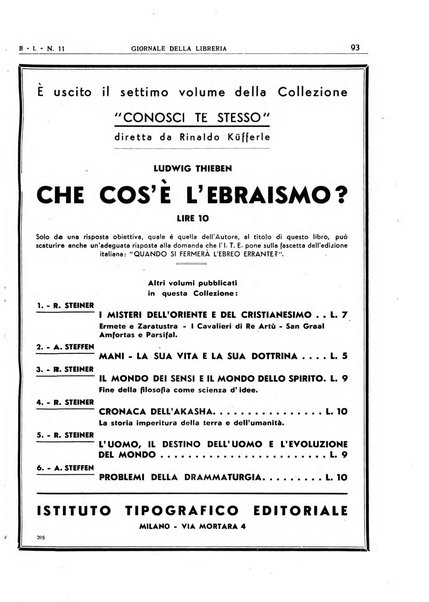 Giornale della libreria organo ufficiale della Associazione italiana editori