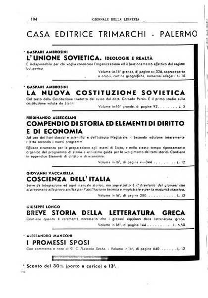 Giornale della libreria organo ufficiale della Associazione italiana editori