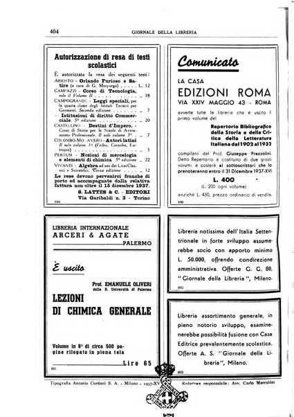 Giornale della libreria organo ufficiale della Associazione italiana editori