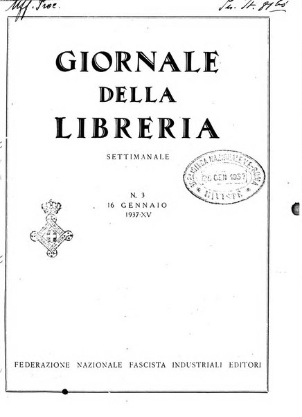 Giornale della libreria organo ufficiale della Associazione italiana editori