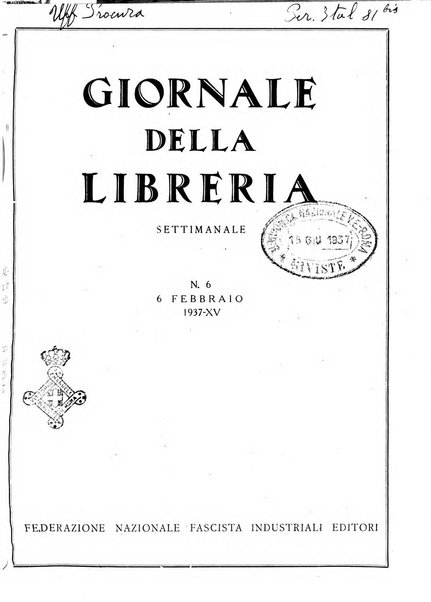 Giornale della libreria organo ufficiale della Associazione italiana editori