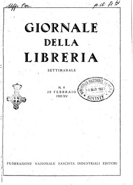 Giornale della libreria organo ufficiale della Associazione italiana editori