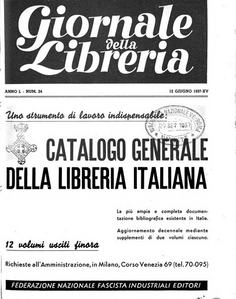 Giornale della libreria organo ufficiale della Associazione italiana editori