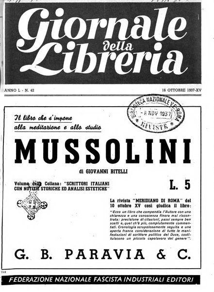 Giornale della libreria organo ufficiale della Associazione italiana editori