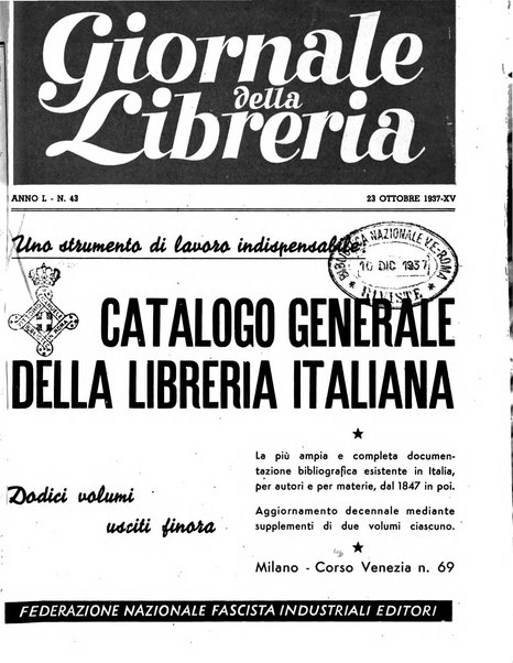 Giornale della libreria organo ufficiale della Associazione italiana editori