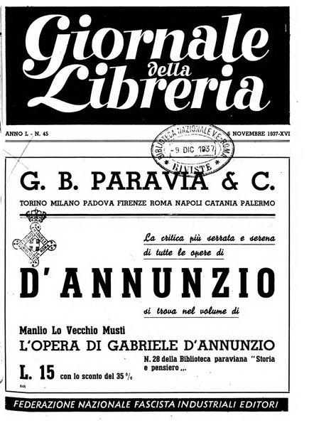 Giornale della libreria organo ufficiale della Associazione italiana editori