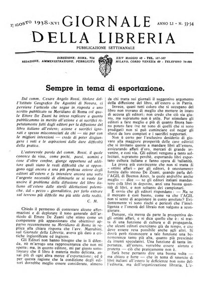 Giornale della libreria organo ufficiale della Associazione italiana editori