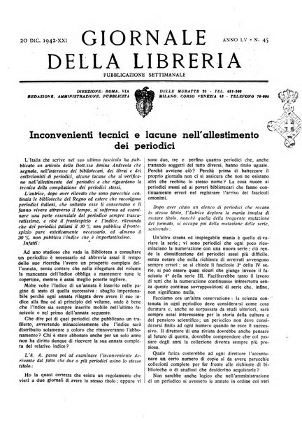 Giornale della libreria organo ufficiale della Associazione italiana editori