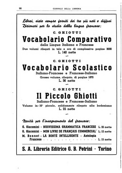 Giornale della libreria organo ufficiale della Associazione italiana editori