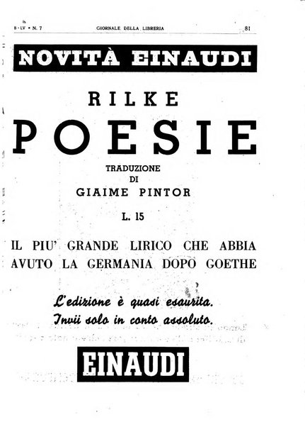 Giornale della libreria organo ufficiale della Associazione italiana editori