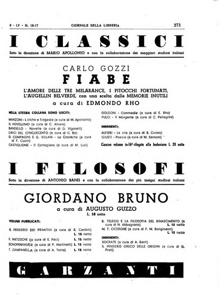 Giornale della libreria organo ufficiale della Associazione italiana editori