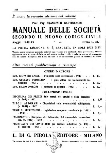 Giornale della libreria organo ufficiale della Associazione italiana editori