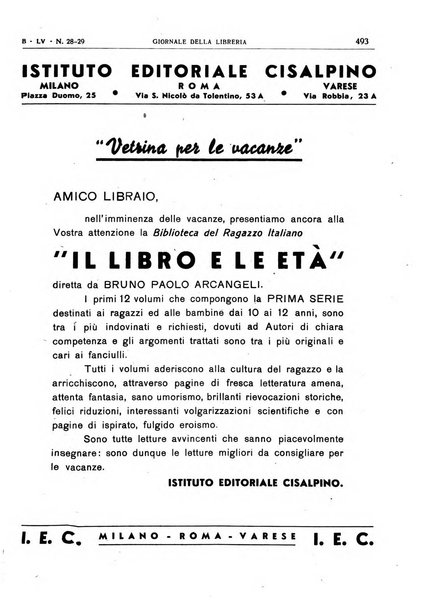 Giornale della libreria organo ufficiale della Associazione italiana editori